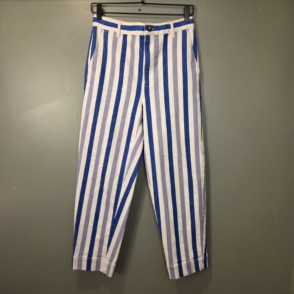 Madewell Women's Tapered Pants Samantha Stripe Saratoga Size 26 Slim Jeans